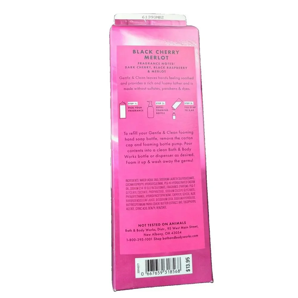 Set Of 2 Bath Body Works BLACK CHERRY MERLOT Foaming Hand Soap REFILL 32 OZ